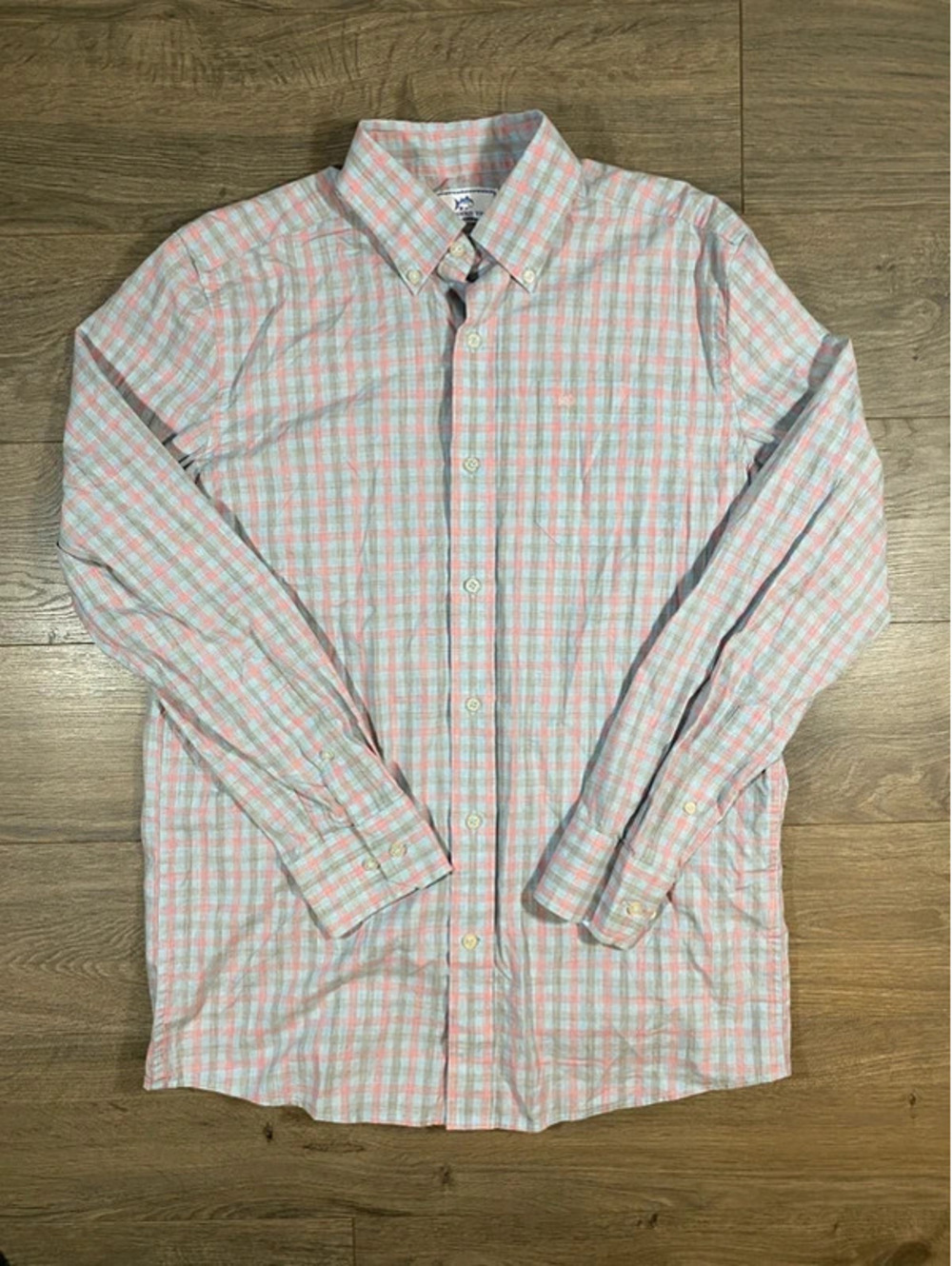 Southern Tide Men's S Pink Blue Plaid Stretch Classic Fit Button Down Shirt